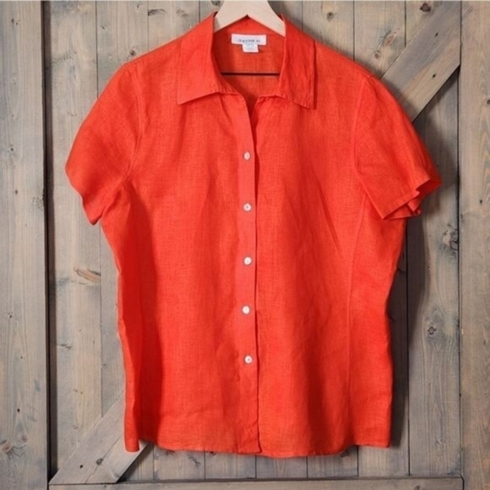 David N Linen Tunic Button Front Top Size XL EXCELLENT